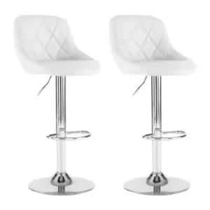Image of Neo White Madrid Faux Leather Chrome Adjustable Breakfast Bar Stools Set Of 2