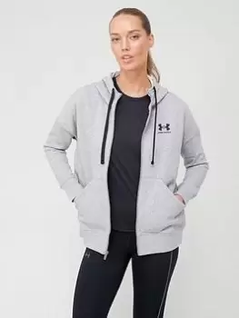 Image of Under Armour Rival Fleece Full Zip Hoodie - Grey/Black, Grey/Black, Size S, Women