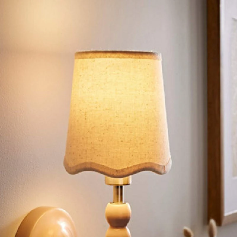 Image of ValueLights ValueLights Mabel Linen Mini 10cm Scallop Edge with Trim Ceiling Light Lamp Shade in Natural Natural One Size Unisex 5016529273585