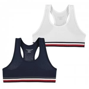 Image of Tommy Hilfiger Tommy 2 Pack Plain Bikini Tops - Navy/White