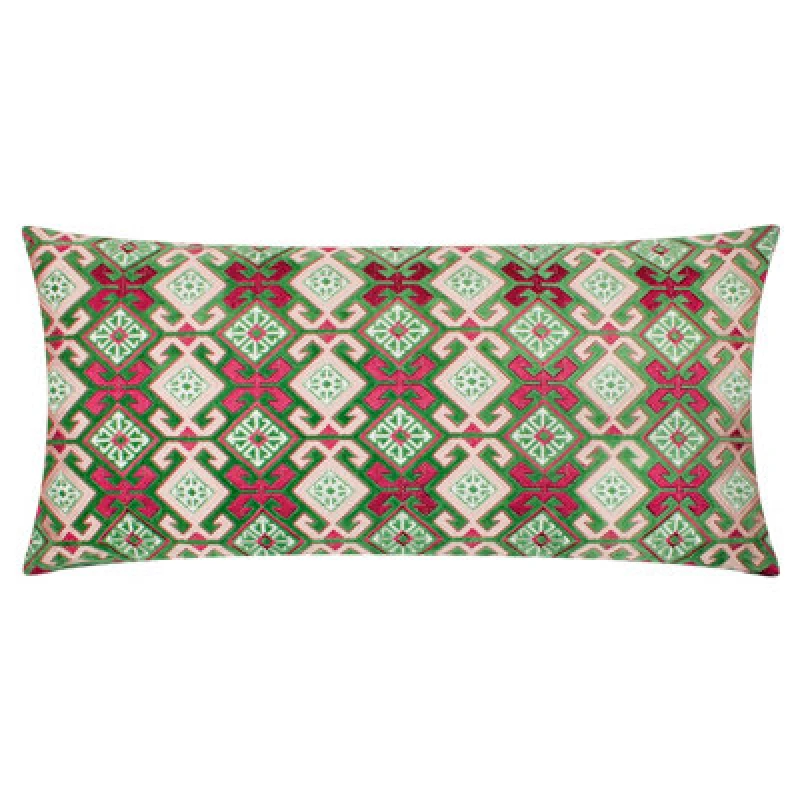 Image of Paoletti Paoletti Laurel Floral Embroidered Cushion in Bright Green Bright Green One Size Unisex 5025532864628