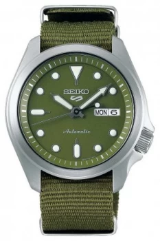 Image of Seiko 5 Mens Sports Green Dial Green Nylon Strap SRPE65K1 Watch