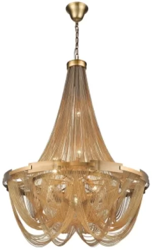 Image of Spring 10 Light Chandelier Brass Finish, E14