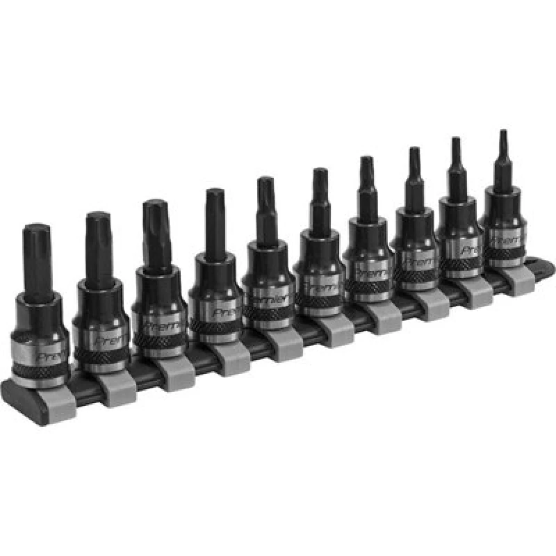 Image of Loops 10pc PREMIUM TRX Star Socket Bit Set - 3/8" Square Drive T10 to T50 TORX Knurled Multi