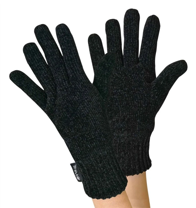 Image of THMO Ladies THMO Gloves - Expertly Insulated, Warm, Winter Accessories - Black, Grey, Red - 100% Acrylic - Machine Washable - One Size / Black