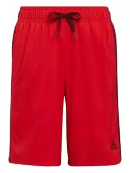 Image of adidas adidas Boys 3 Stripe Short - Red, Size 7-8 Years