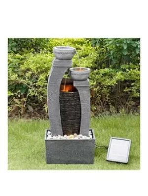 Image of Teamson Home Solar Power Water Fountain Garden Slate Grey Ornament