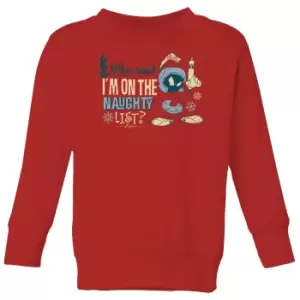 Image of Looney Tunes Martian Who Said Im On The Naughty List Kids Christmas Jumper - Red - 7-8 Years