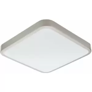 Image of Loops - Wall Flush Ceiling Light IP44 Bathroom Satin Nickel Shade White Plastic LED 16W