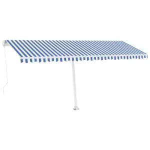 Image of Vidaxl Freestanding Manual Retractable Awning 500X300 Cm Blue & White