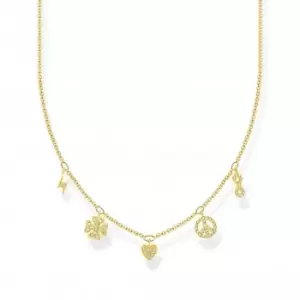 Image of Sterling Silver Gold Plated White Symbols Necklace KE2123-414-14-L42V