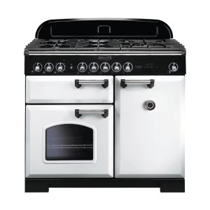 Image of Rangemaster 113850 CDL100DFFWH-C Classic Deluxe 100cm Dual Fuel Range Cooker White-B