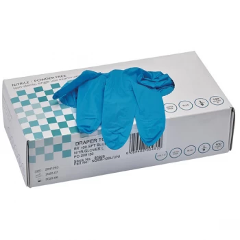 Image of Draper 30928 Blue Nitrile Gloves - Size Large (Box of 100)
