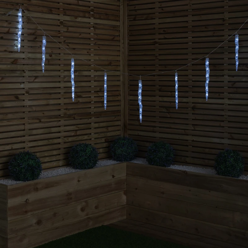 Image of Set of 10 Light up Christmas Smart Icicle Lights with 50 Cool White & Multi-Coloured LEDs