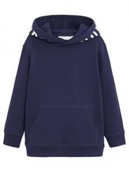 Image of Mango Boys Hood Print Hooded Top - Navy