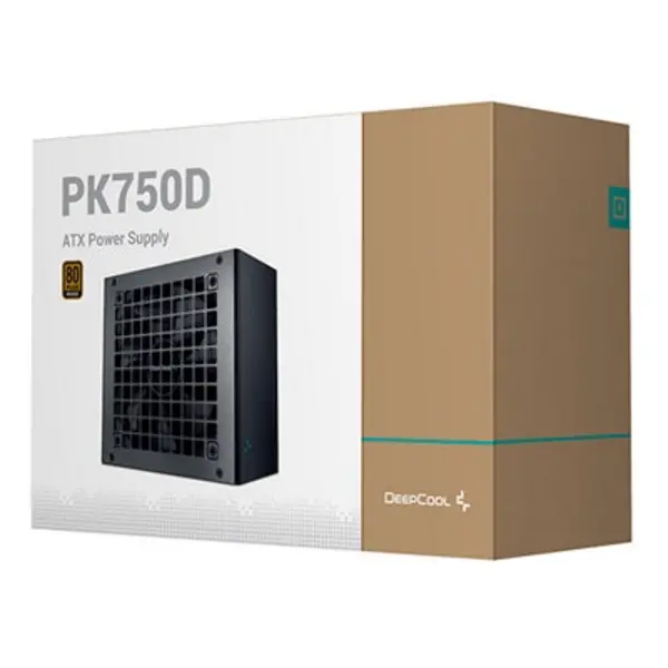 Image of DEEPCOOL DeepCool PK750D 750W Power Supply Unit, 120mm Silent Hydro Bearing Fan, 80 PLUS Bronze, Non Modular, UK Plug, Flat Black Cables, Stable with