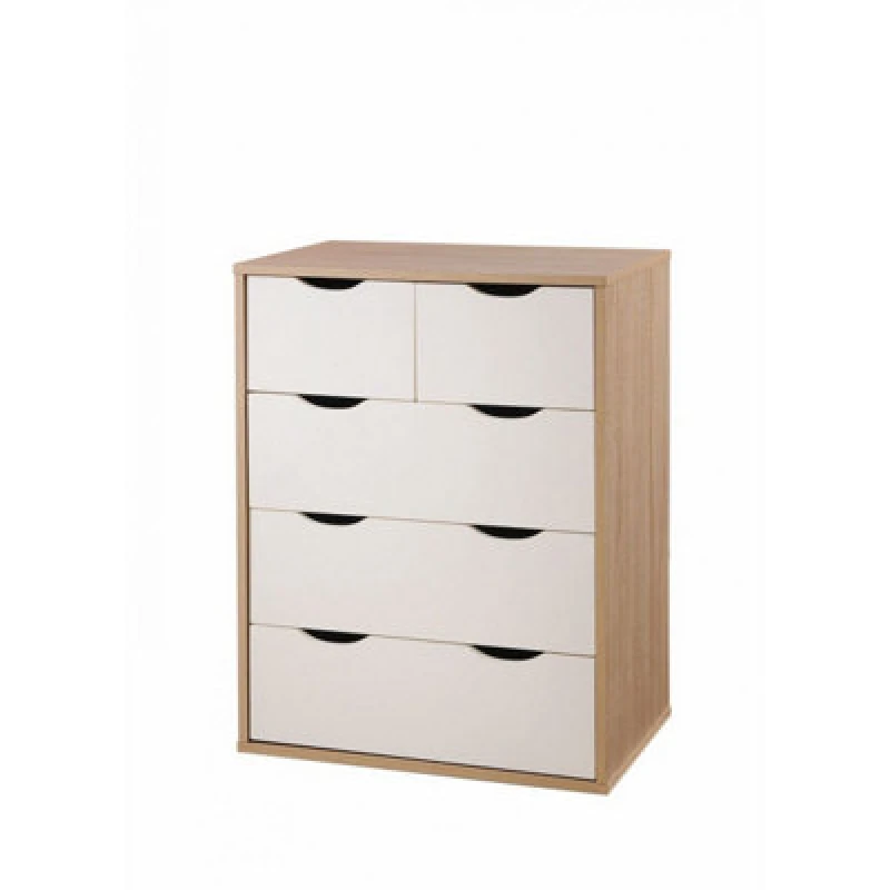 Image of Timber Art Design Alton 3+2 Drawer Bedroom Cabinet Bedside Chest Of Drawers Sonoma Oak & White
