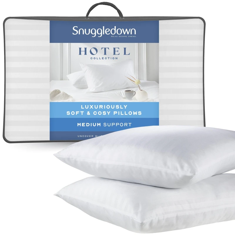 Image of Snuggledown Snuggledown 4 Pack Hotel Medium Support Back Sleeper Pillow in White White One Size Unisex 5060543866704