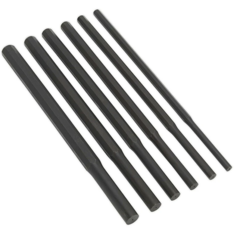 Image of Loops 6 Piece Heavy Duty Parallel Pin Punch Set - Hardened & Tempered - 350mm - Metric Multi