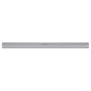 Image of Linex 50cm Aluminium ImperialMetric Cutting Ruler with Anti Slip Rubber Strip 1 x Bevelled Side and 1 x Plain Side