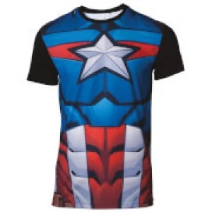 Image of Marvel Captain America Mens Sublimated T-Shirt - Black - S