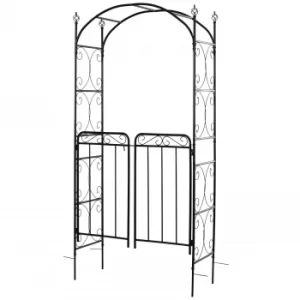 Image of Outsunny Metal Outdoor Garden Gate w/ Arch Black