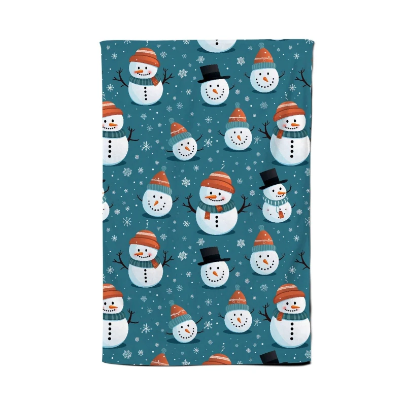 Image of Warren Reed - Designer Jolly Christmas Snowmen Tea Towel in Blue Blue Unisex