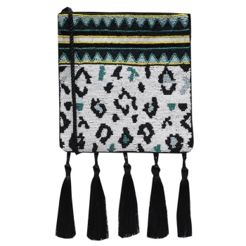 Image of Biba Leo Beaded Pouch - White Leopard