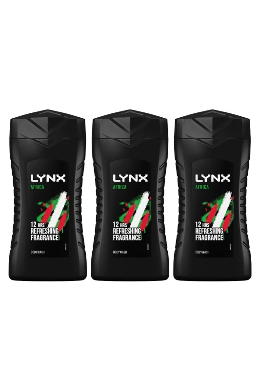 Image of Lynx 3x Lynx Africa 'Shower Gel', 50ml Green male