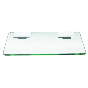 Image of Wickes Rectangular Glass Shelf - Chrome 300mm