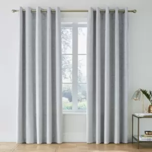 Image of Catherine Lansfield Art Deco Pearl Shell Print Lined Eyelet Curtains, Silver, 66 x 72 Inch