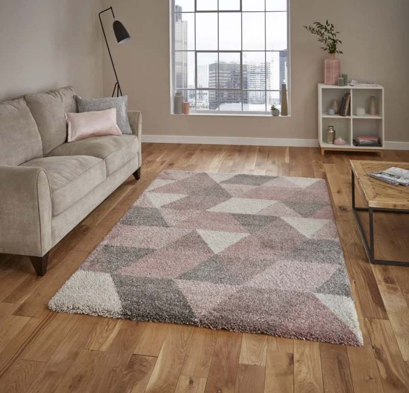 Image of THINK RUGS Royal Nomadic 7611 Rose Cream 120cm x 170cm Rectangle - Grey and Pink and Cream 31908