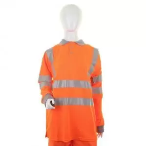 Image of Beeswift LADIES Hi Visibility OR Long Sleeve POLO MED LPK28ORM