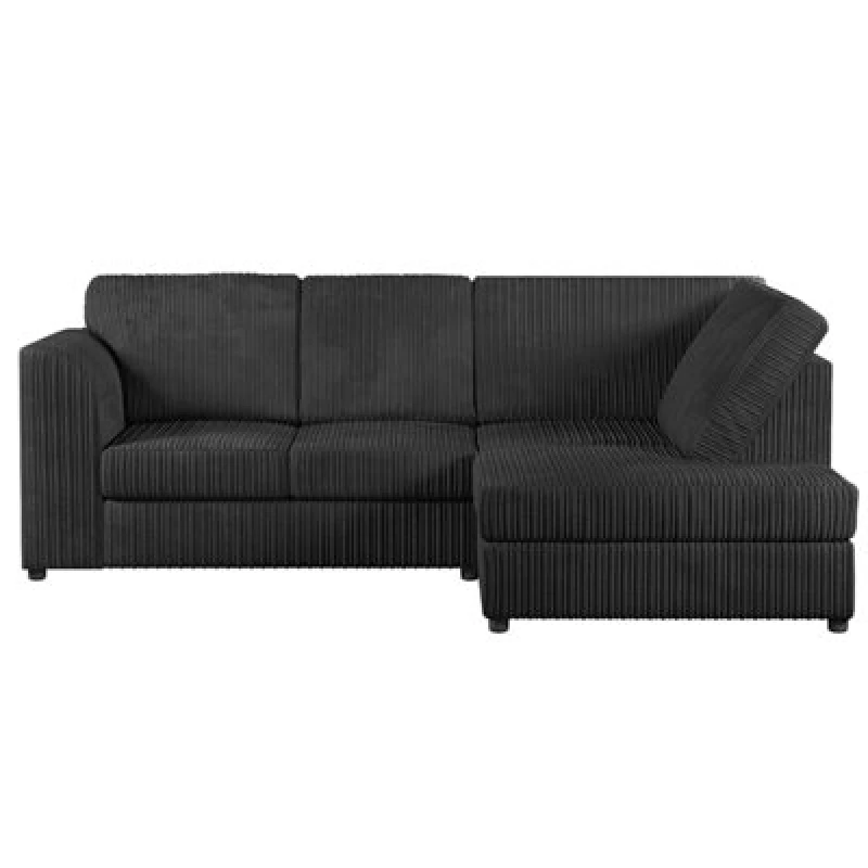 Image of Furnishings For Less UK Luxor Black Jumbo Cord 4 Seater Corner Sofa Right Hand Facing - Full Back