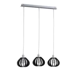 Image of Nicoleta Bar Pendant Ceiling Light Grey, 62cm, 3x E27