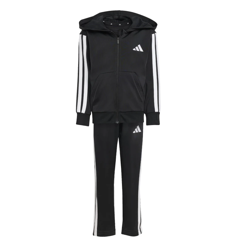Image of adidas 3 Stripe Poly Tracksuit Black/White unisex 4-5 Years