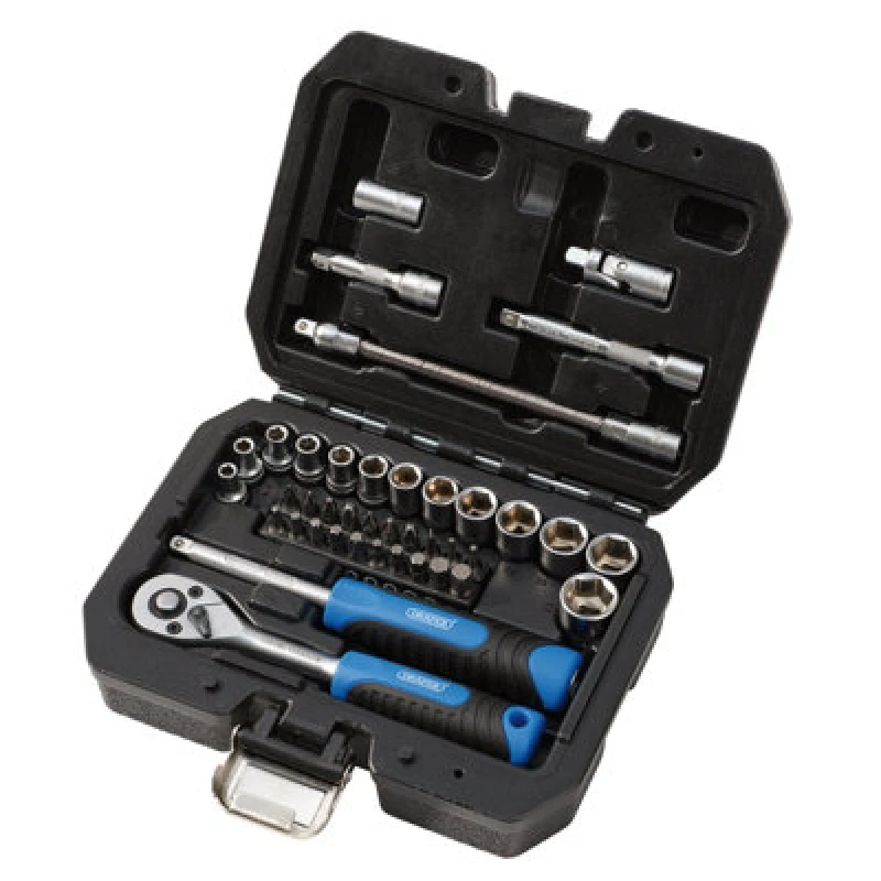 Image of Draper Draper Hi-Torq Metric Socket And Bit Set, 1/4" Sq. Dr. (40 Piece) 24223