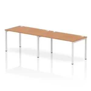 Image of Impulse Bench Single Row 2 Person 1400 White Frame Office Bench Desk Oak