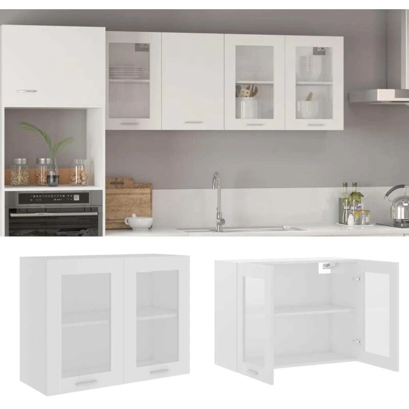 Image of VIDAXL Hanging Glass Cabinet White 80x31x60cm Engineered Wood Vidaxl 8720286133194