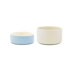 Image of Scruffs Set of 2 Medium Classic Dog Bowls Cream and Blue