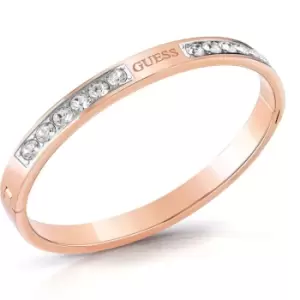 Image of Ladies Guess Jewellery Stainless Steel Love Knot Love Not Rose Gold Plated Pave Crystal