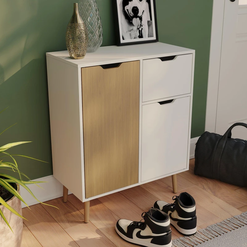 Image of Lassic Vida Designs 2 Door 1 Drawer Sideboard Storage Oak & White unisex One Size