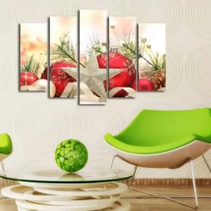 Image of 5PATNOEL-3 Multicolor Decorative Canvas Painting Christmas Star (5 Pieces)