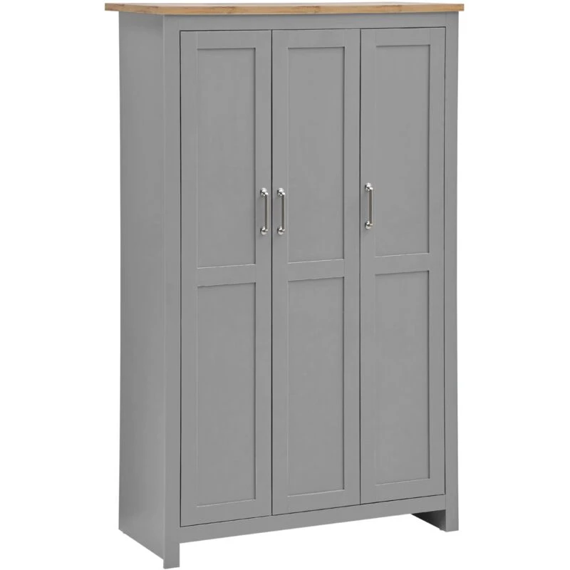 Image of Timber Art Design Lisbon Light Grey 3 Door Wardrobe