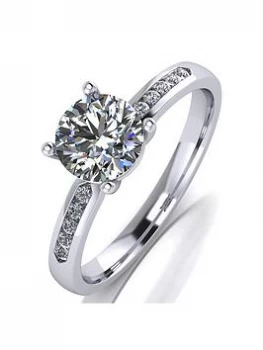 Image of Moissanite Platinum 1ct Stone With Stone Set Shoulders, One Colour, Size L, Women