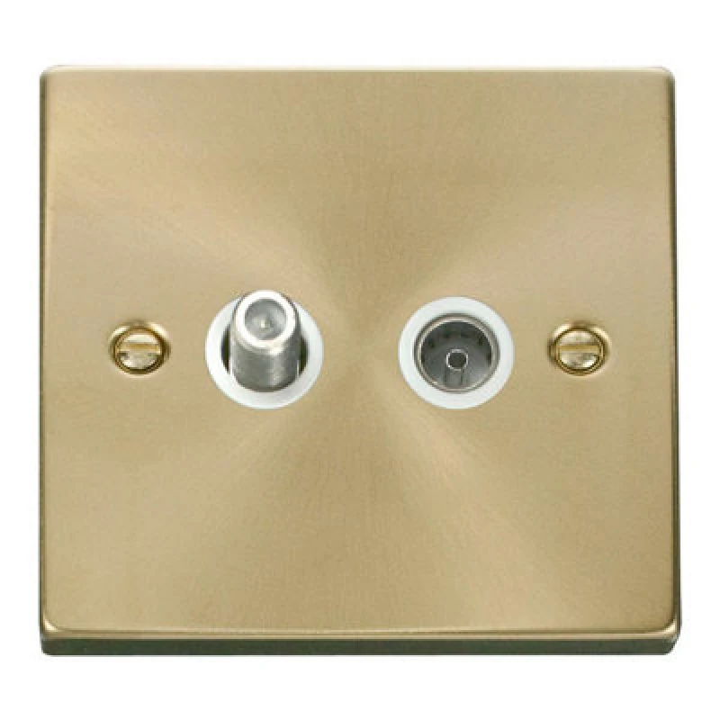 Image of SE Home Satin / Brushed Brass Satellite & Coaxial Socket 1 Gang Gold unisex