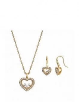 Image of Buckley London Buckley London Shaker Pave Heart Pendant And Earring Jewellery Gift Set Free Gift Bag
