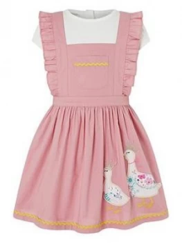 Image of Monsoon Baby Girls Nellie Pinny And Top - Pink, Size 3-6 Months