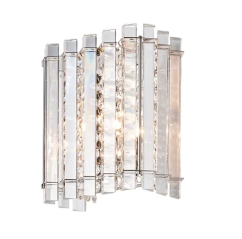 Image of Wall Clear Crystal (K5) Glass & Chrome Effect Plate 1 Light Dimmable IP20 - G9