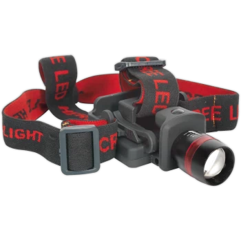 Image of Sealey CREE LED 100 Optical Zoom Head Torch Black / Red